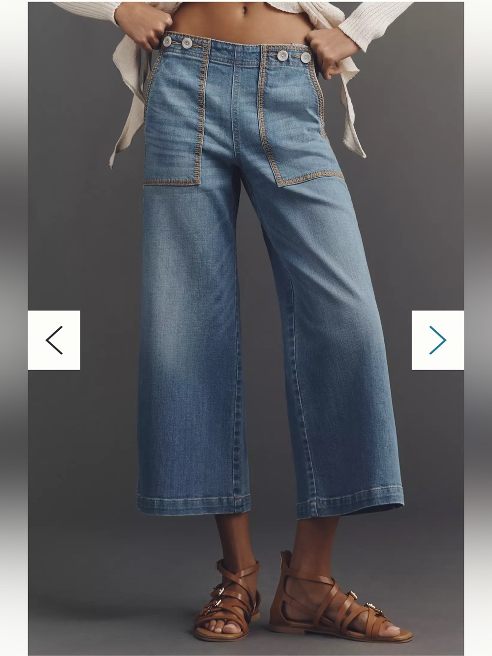 NWT Anthropologie Kit Trouser High-Rise Crop Wide-Leg Jeans by Pilcro